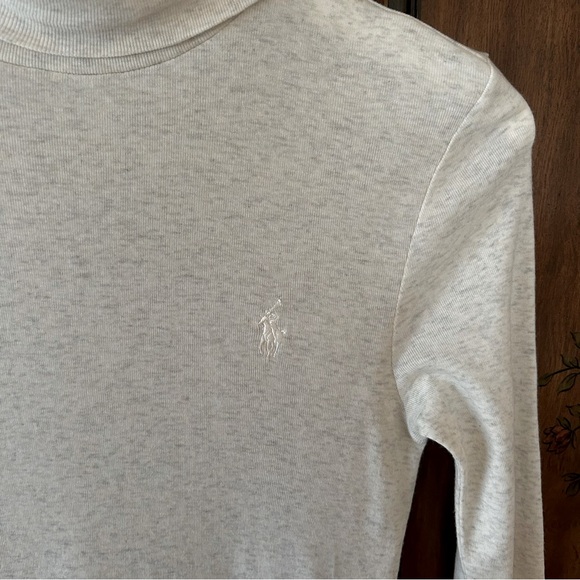Ralph Lauren ~ Ivory Heathered Long Line Slim Fit Turtleneck Top ~ Small/Medium - Picture 10 of 10